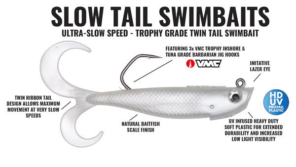 Hogy Slowtail Twin Tail Swimbait 5.5" 1.25oz Bone White