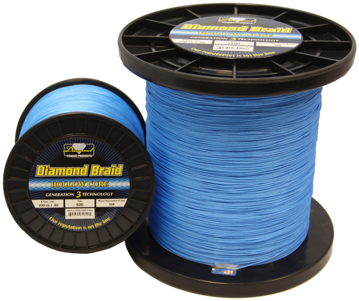 Diamond Hollow Core Braided Fishing Line Gen 3 Blue 600yds