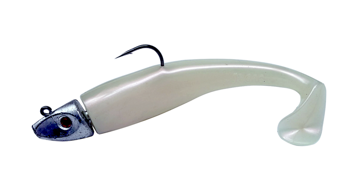 Al Gags Whip It Fish Pearl White 6" 4oz (1 Head / 2 Tails)