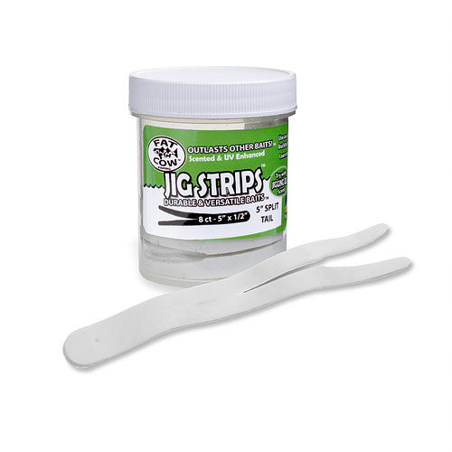 Fat Cow Lures Jig Strips Split Tail White 5 Inch (8 Tails)