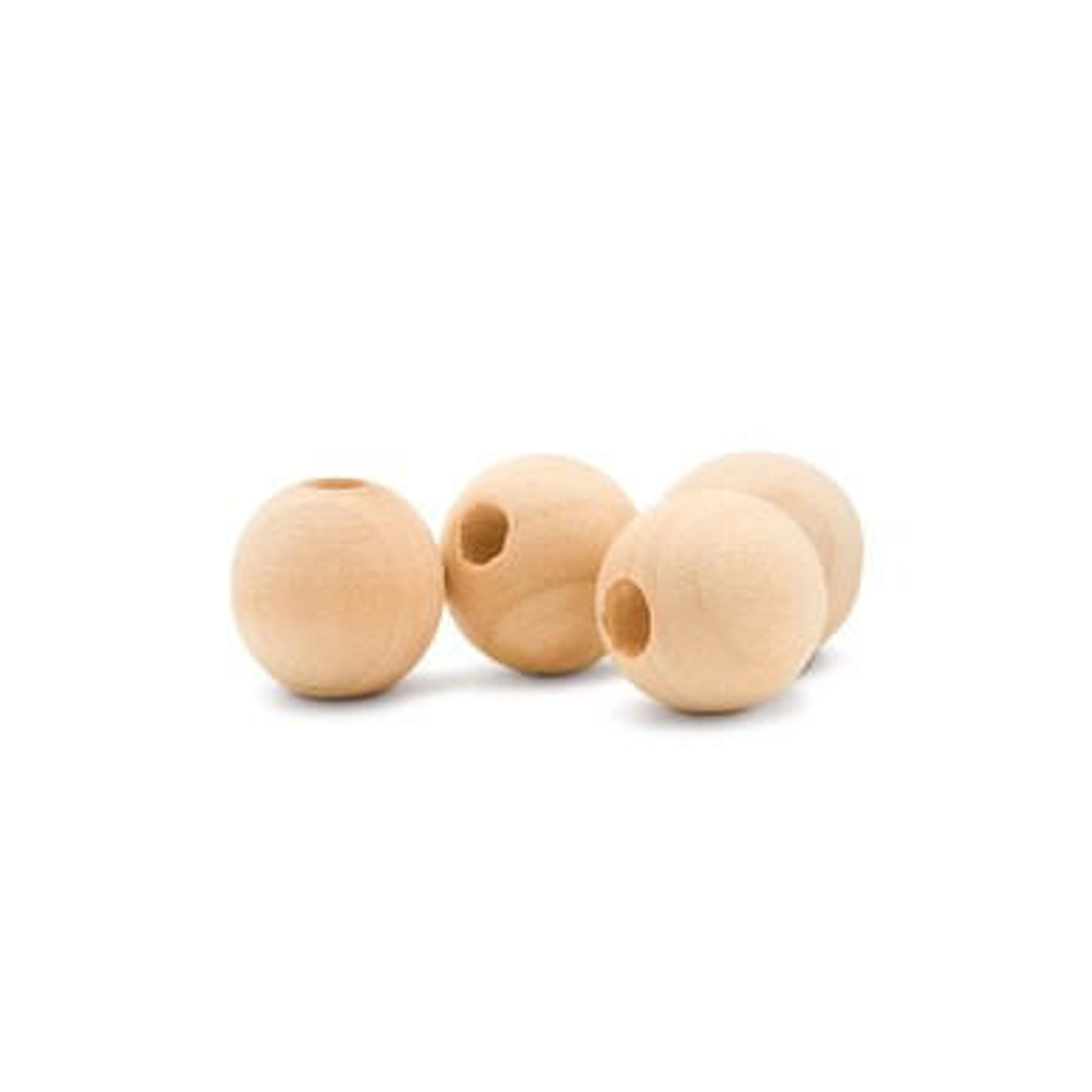 Round Wood Beads 1 inch with 3/8 inch Hole