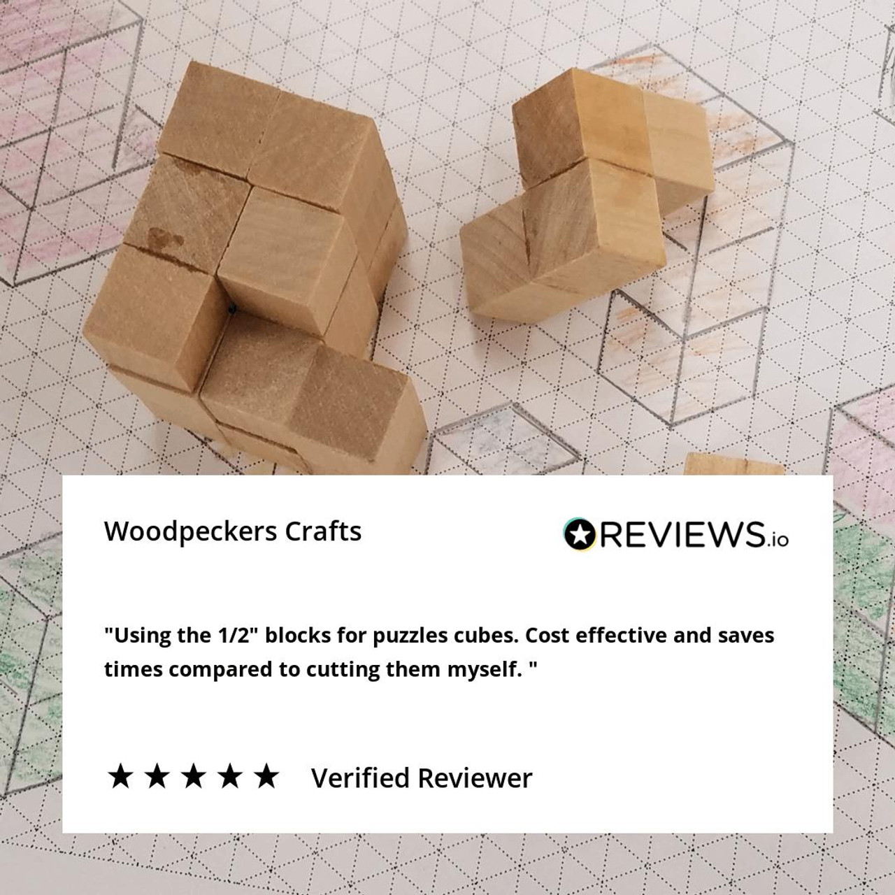4ct Woodpeckers Crafts, DIY Unfinished Wood 3 Cube, Pack of 4 Natural