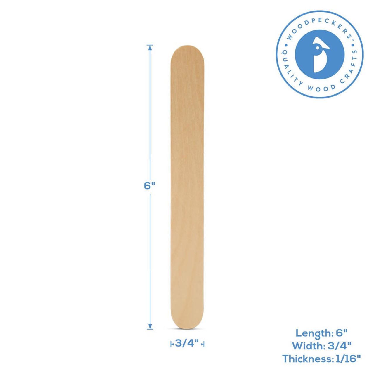 Orange Jumbo Craft Sticks 6, Large Popsicle Sticks for Crafts | Woodpeckers