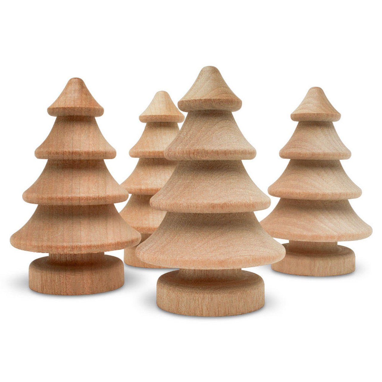 Set of three unfinished pine trees wooden crafts to paint 