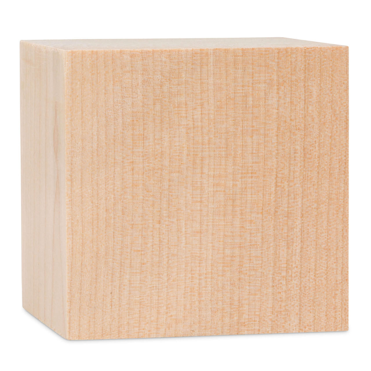 4ct Woodpeckers Crafts, DIY Unfinished Wood 3 Cube, Pack of 4 Natural