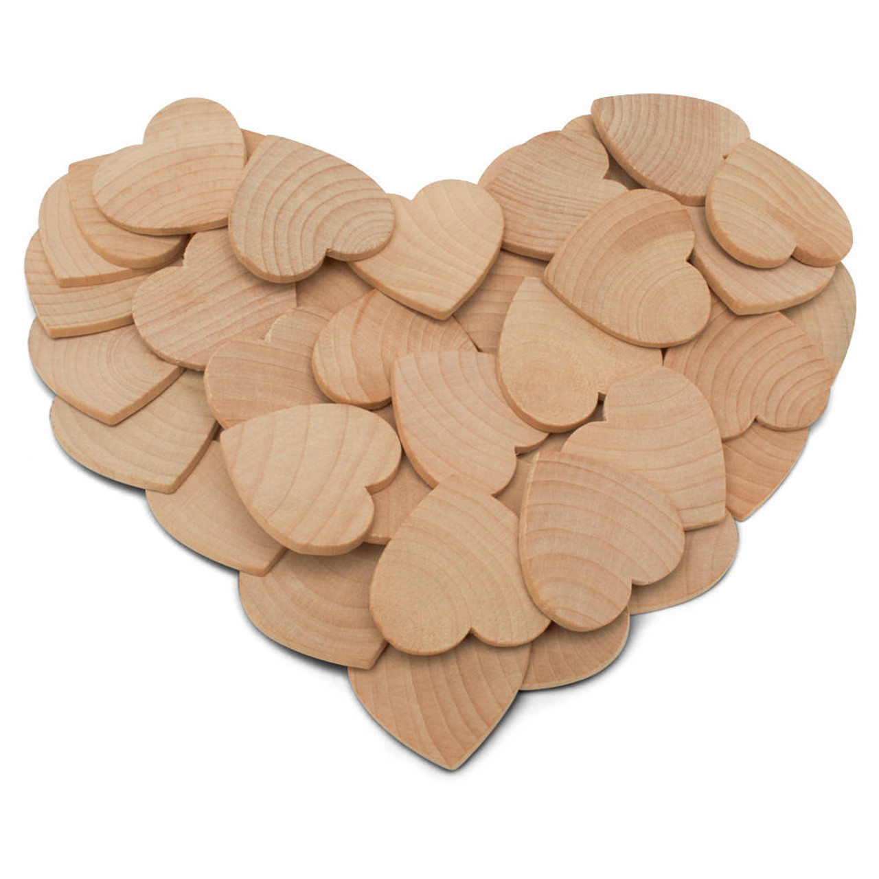 Hollow Wood Hearts - 50 ct - 1/2 inch