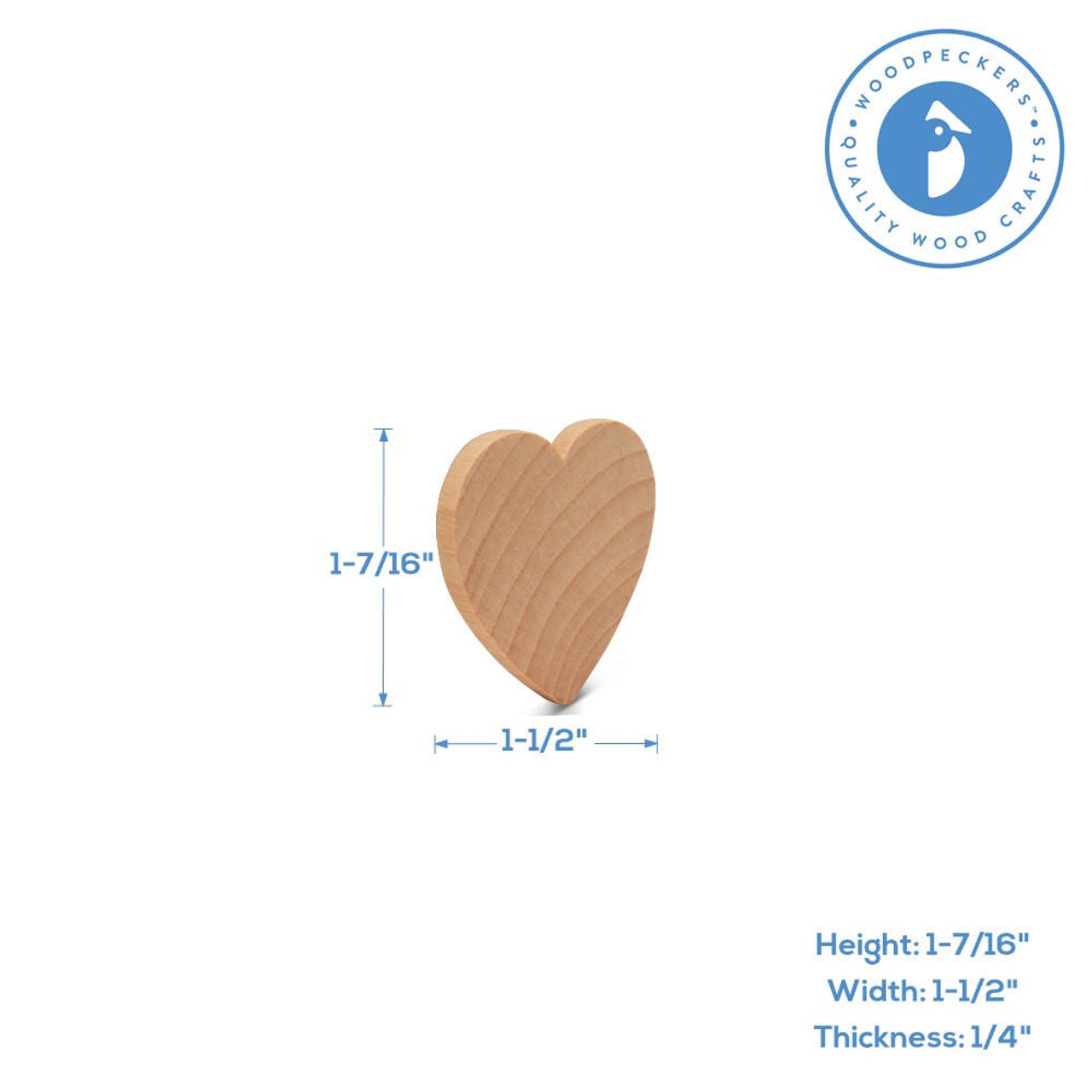 Wooden Heart Cutouts for Crafts 10 inch, 1/4 inch Thick, Pack of 50  Unfinished Wood Hearts, by Woodpeckers