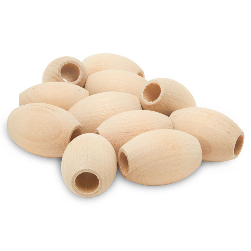 Woodpeckers Crafts 1-1/4" x 7/8" Wood Oval Bead, 3/8" Hole 
