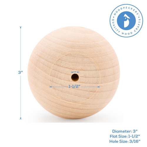 Woodpeckers Crafts 3" Wood Ball Knob 