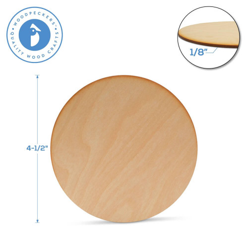 Wood Circle Cutout, 4-1/2 wooden discs, dark edged