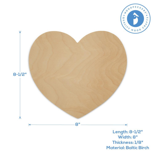 1/2 Miniature Wooden Heart Cutout, 1/8 thick