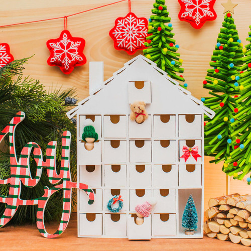 Woodpeckers Crafts Unfinished Wooden Advent Christmas Calendar House 