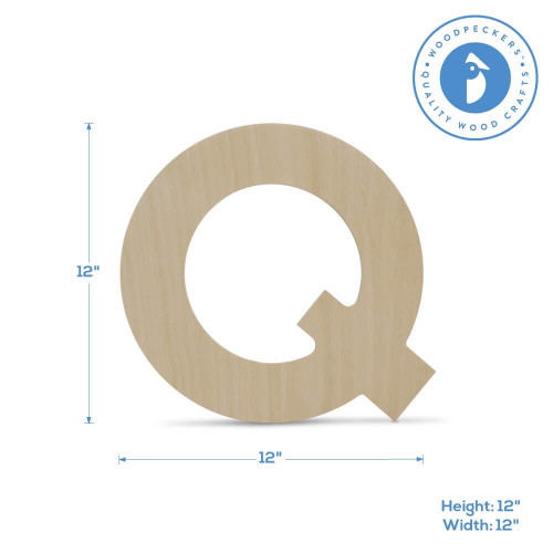 Woodpeckers Crafts Wood Cutout Letter Q, 12" 