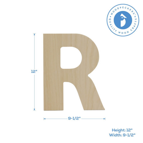 Woodpeckers Crafts Wood Cutout Letter R, 12" 