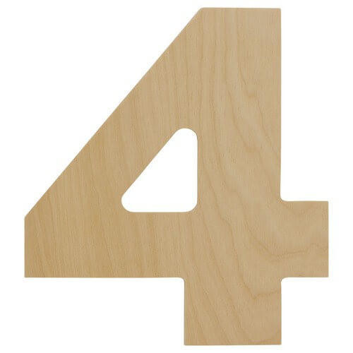 Woodpeckers Crafts Wooden Number 4 Cutout, 8" 