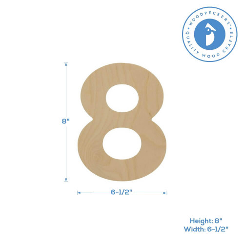 Woodpeckers Crafts Wooden Number 8 Cutout, 8" 