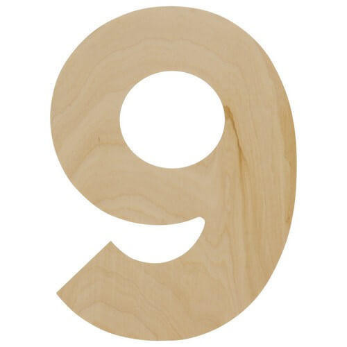 Woodpeckers Crafts Wooden Number 9 Cutout, 8" 