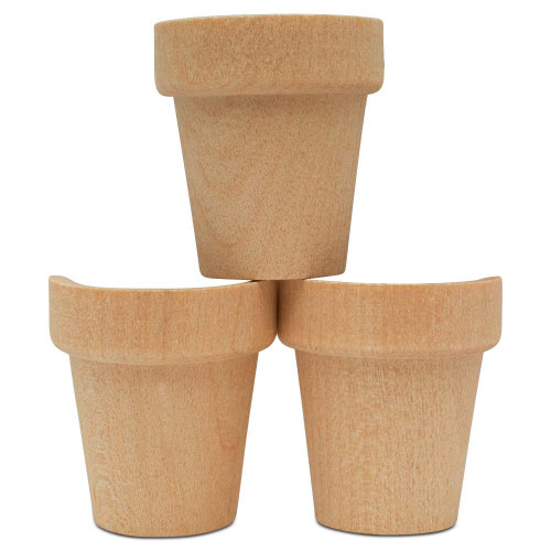 Woodpeckers Crafts Unfinished Wood Flower Pot Half, 1-1/2" 