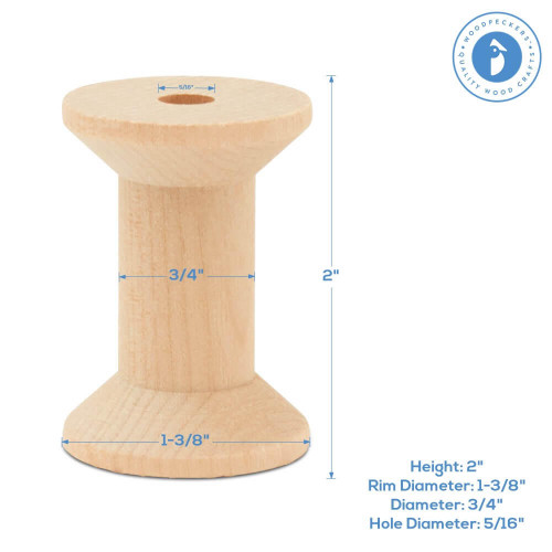 Woodpeckers Crafts Wood Hourglass Spool, 2",  5/16" hole 