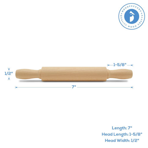 Woodpeckers Crafts 7" Unfinished Wooden Rolling Pin 