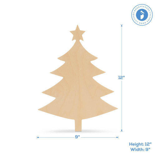 Woodpeckers Crafts Christmas Tree With Star Cutout Large 12" x 9" 