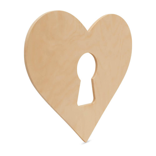 Woodpeckers Crafts Wood Heart with Keyhole Large Cutout, 12" x 10.5" 