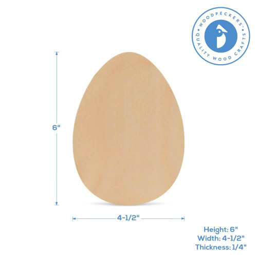 Woodpeckers Crafts Wood Easter Egg  Cutout Small, 6" x 4.5" 