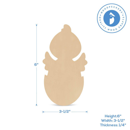 Woodpeckers Crafts Wood Easter Chick  In Egg Cutout Small, 6" x 3.5" 