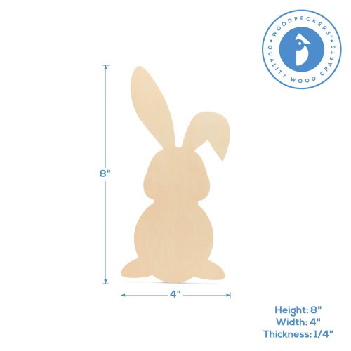 Woodpeckers Crafts Wood Easter Bunny Cutout Medium,  8" x 4" 