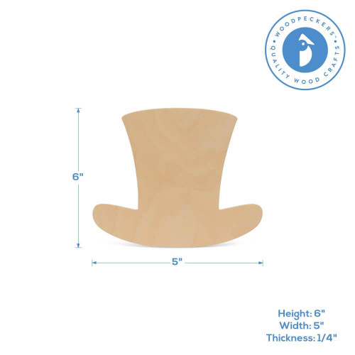 Woodpeckers Crafts Wood Leprechaun Hat Cutout Small,  6" x 5" 