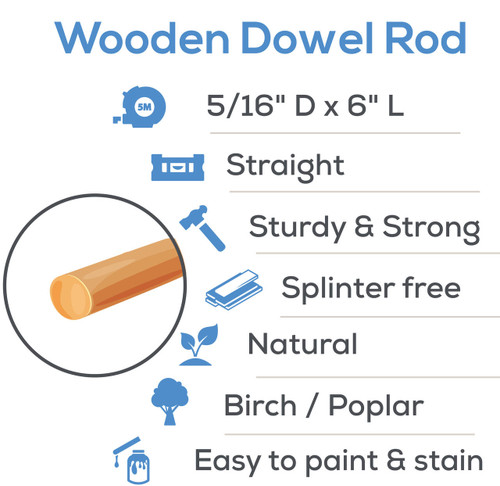 Woodpeckers Crafts 5/16" x 6" Wooden Dowel 