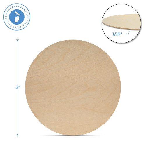 Woodpeckers Crafts Wood Circle Cutout, 3", 1/16" Thickness 