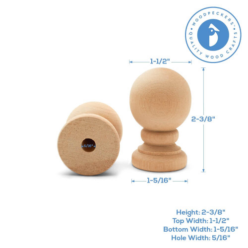 Woodpeckers Crafts 2-3/8" Ball Finial 