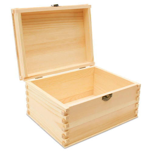 2ct Woodpeckers Crafts, DIY Unfinished Wood 6 Treasure Chest, Pack of 2 Natural