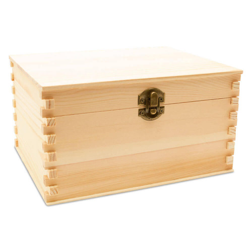 Unfinished Wood Trunk Treasure Craft Keepsake Box Without Lid