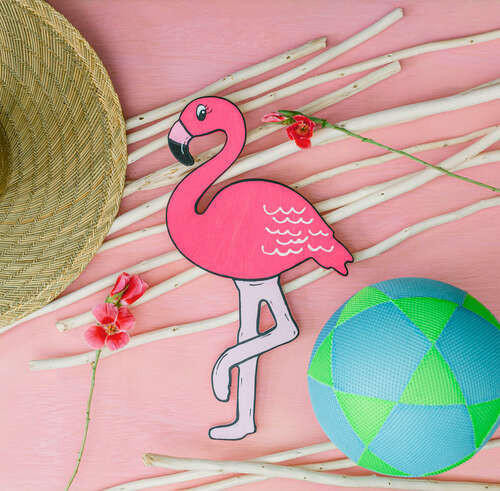 Woodpeckers Crafts 16" Wood Flamingo Cutout, 16" x 9" x 1/4" 