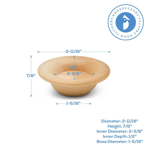 Woodpeckers Crafts 2-3/4” Wooden Flared Bowls and Stands 