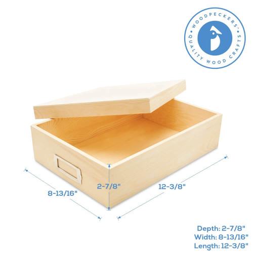 Woodpeckers Crafts Wooden Box with Lid, 12-3/8” 