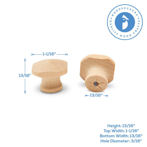 Woodpeckers Crafts 1-1/16" Wooden Square Knob 