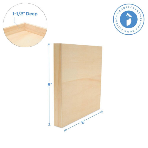 6 Pack Unfinished Wood Canvas Boards for Painting, 6x6 Square Wooden Panels  for Crafts