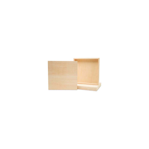 Wooden Living - Wood Tray/Wooden Trays | Square Serving Boxes with Handles  - Unfinished & Small | for Montessori Materials, Crafts to Paint, Kids