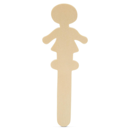 Woodpeckers Crafts 5” Girl-Shaped Popsicle Sticks, 2 ½” Base 