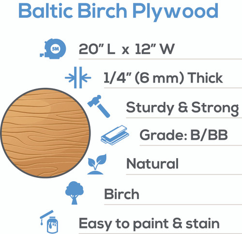 Woodpeckers 1/4" x 12" x 20"  Baltic Birch B/BB Plywood Sheets 