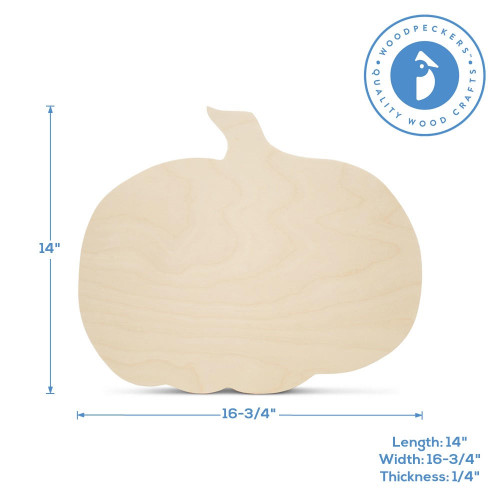 Woodpeckers Crafts 14" WOODEN PUMPKIN CUTOUT, 1/4” Thick 