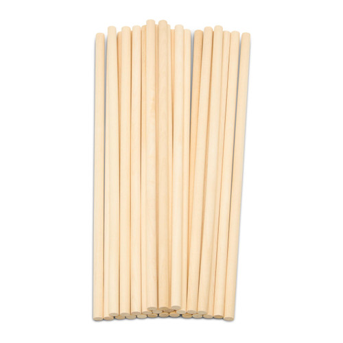 50 Pack 1/4 x 12 Inch Dowel Rods Wooden Sticks for Crafts Tiered