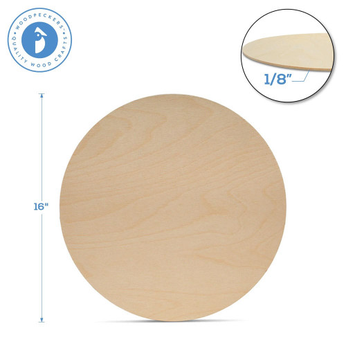 Woodpeckers Wooden Circle Cutouts, 16" x 1/8" Thick 