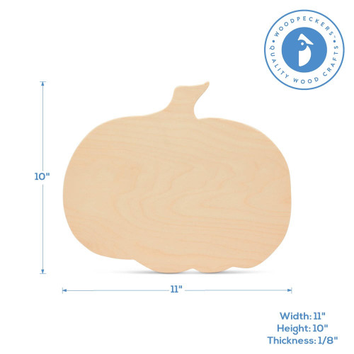 Woodpeckers Wooden Pumpkin Cutout, 10" x 1/8" thick 