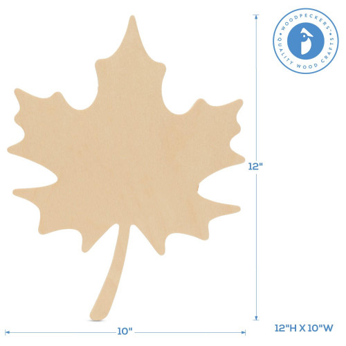 Woodpeckers Wooden Maple Leaf Cutout, 12" x 10" 