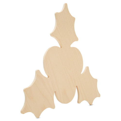 Woodpeckers Wooden Christmas Holly Cutout,  6" X 6" 