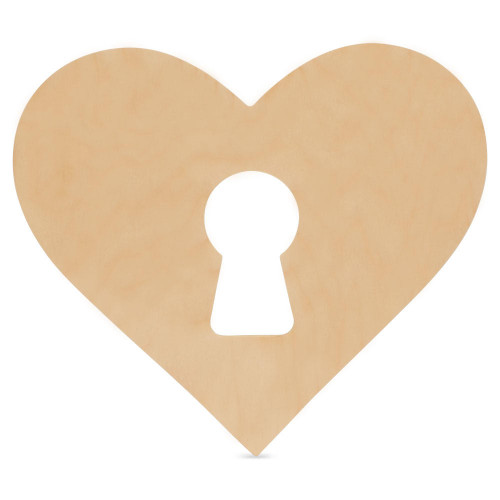 Woodpeckers Wooden Heart with Keyhole Cutout, 8" x 7" 
